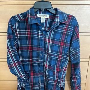 ***Adorable blue red white flannel with POCKETS!!!***